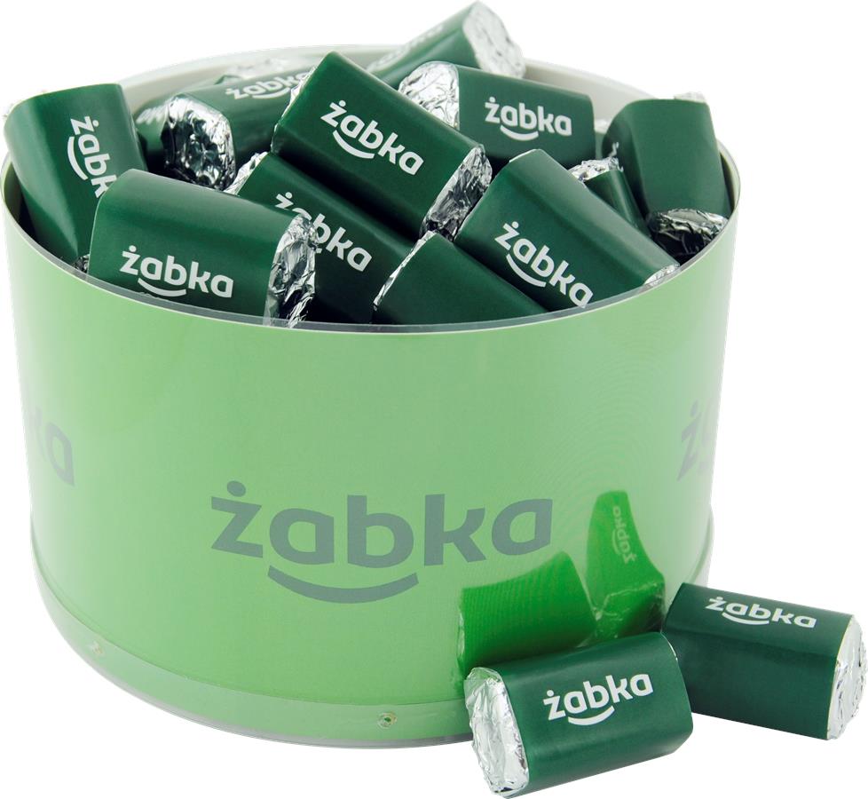 середня трубка з рекламними дрібними шматочками - Żabka