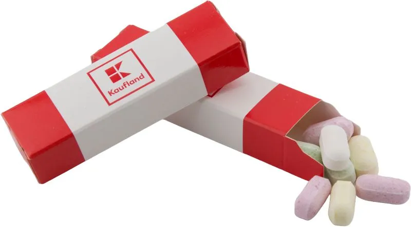 Ovocné práškové pastilky v malé krabičce